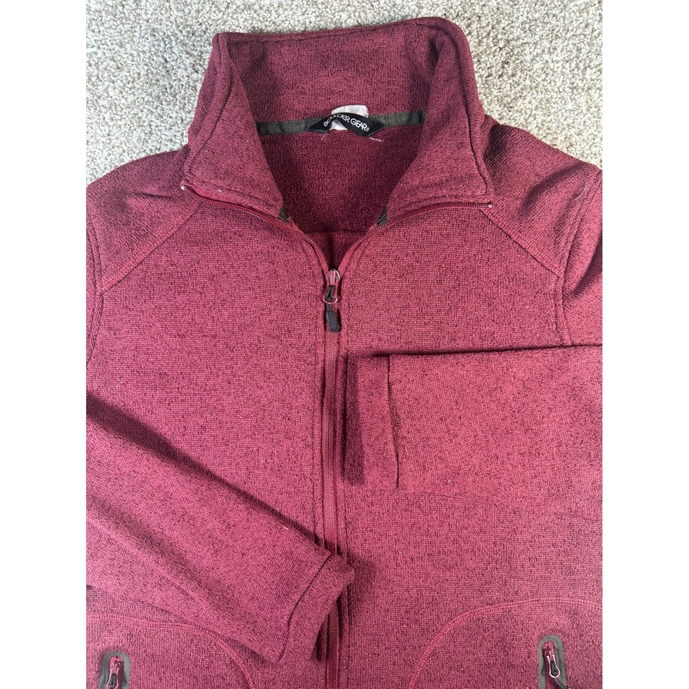 Boulder Gear Womens Full Zip Fleece Jacket Burgundy Heather Sweater Knit Outdoor